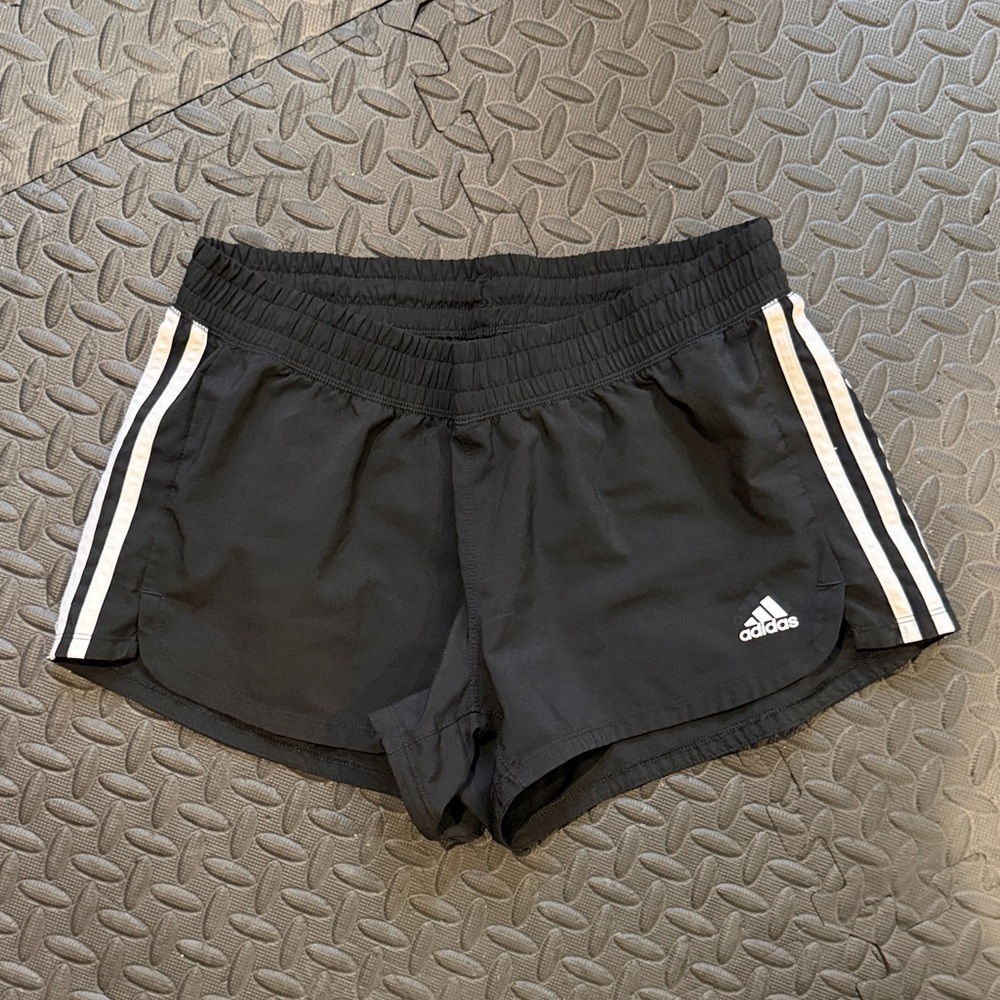 adidas Black Athletic Shorts with White Stripes